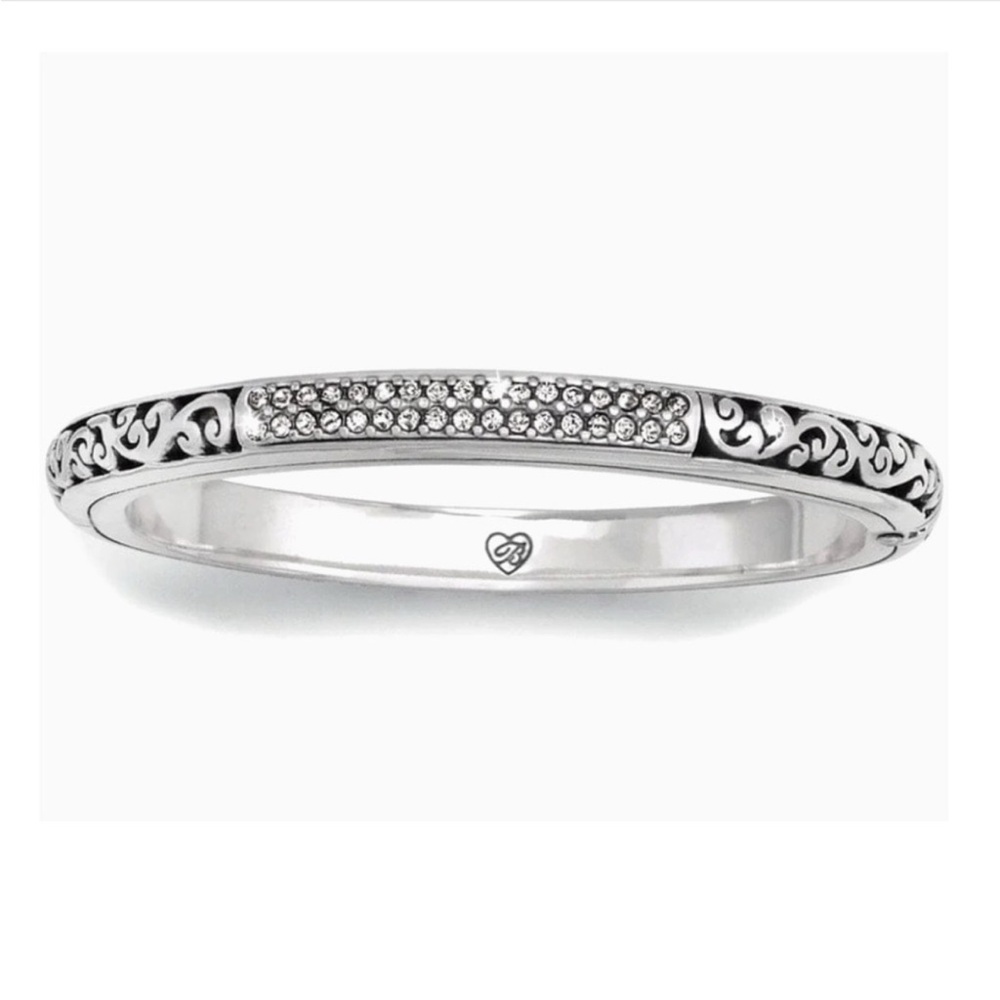 Brighton Sacred Cross Hinged Silver Tone & Rhinestone Bracelet